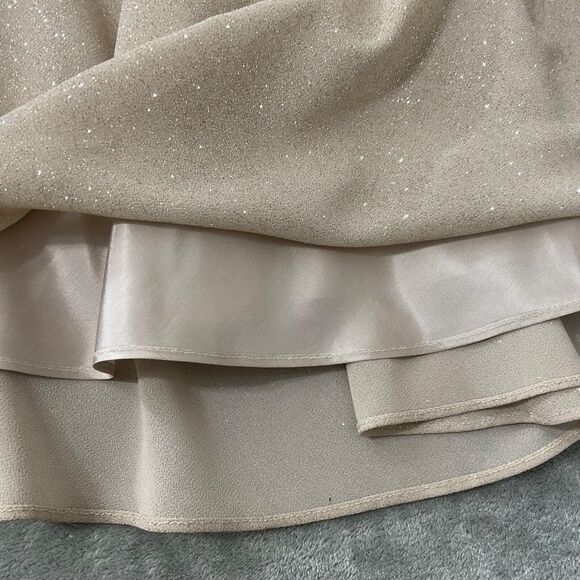 Vintage Betsy & Adam Evening Gown sz. 4 Formal Sheath Cowl Neck Tan Glitter USA - Picture 12 of 14